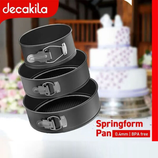 Decakila Spring Foam 3Pcs Nonstick Cake Pans Leakproof Round Cake Pan Set Bakeware Cheesecake Pan Kmtt078B
