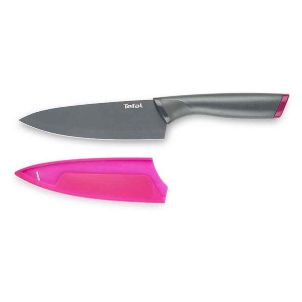 Tefal Fresh Kitchen Chef Knife With Cover 15Cm Titanium Non Stick Coating Ideal For Slicing &Amp; Chopping All Types Of Food High Performance Stainless Steel K1220304