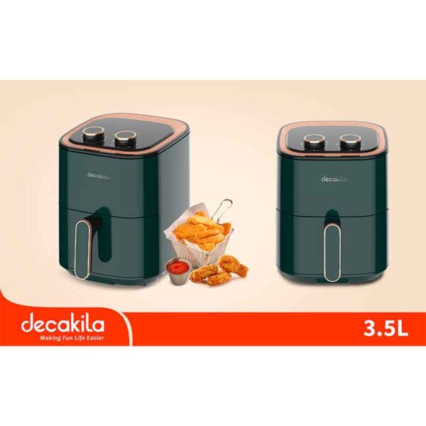 Decakila Air Fryer 3.5L Stainless Steel 1400W Single Coat Non Stick Pot 60 Minute Timer Automatically Shuts Off Keec036V