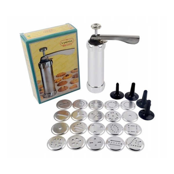 Cookie Press With Nozzles &Amp; Decorating Plates 20 Different Types Of Jalies Murukku Maker/Bhujiya Maker/Cookies/Namkeen/Noodles/Chakali Maker/Sev Maker/Farsan Maker/Gathiya Maker