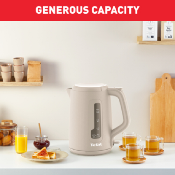 Tefal Morning Cordless Kettle 1.7L 2400W With Removable Washable Filter 360° Rotational Base One-Cup Indicator White Ko2M0B27