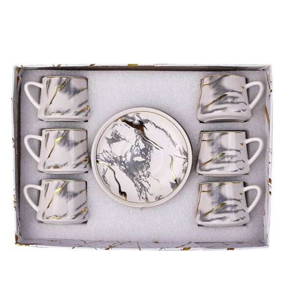 Nadstar Porcelain Cup &Amp; Saucer Golden Print Tea Coffee Cups 0035-1/2