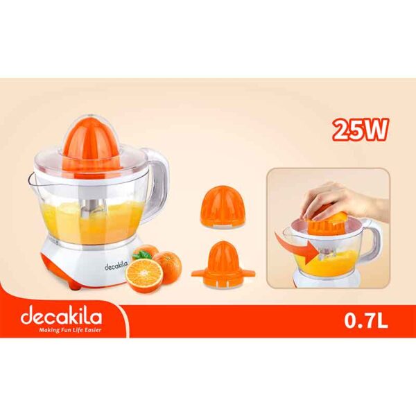 Decakila Citrus Juicer 25W 0.7L One Click Fast Juicing Transparent Juice Cup Jog Function Kejc007W