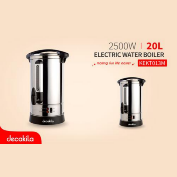 Decakila Water Boiler 20L Electric 2500W Boil Keep Warm Double Layer 304 Stainless Steel Body Lid With Safety Lock Kekt013M