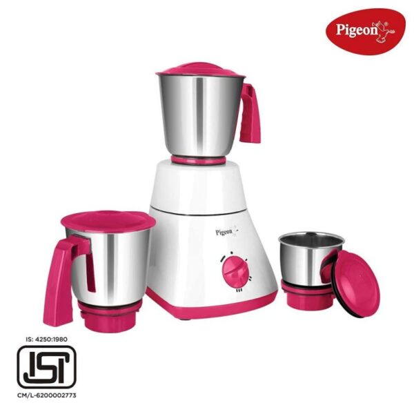 Pigeon Mixer Grinder 550W Abs 10500Rpm With 3 Stainless Steel Jars For Dry Grinding &Amp; Wet Grinding Classic Pro