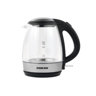 Nikai Kettle Glass Body 1.2L  2200w Compact Cordless Electric Glass Kettle Boiler Automatic Shut Off Boil Dry Protection LED Indicator Integrated Filter 360° Rotating Base NK303G