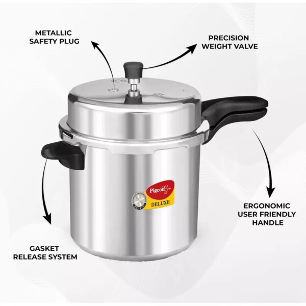 Pigeon Pressure Cooker 12L 106 Deluxe Aluminium Outer Lid Gas Stove Compatible Ergonomically Designed Handle Pancake Pan Flat Pan Dosa Pan Pp12