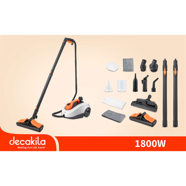 Decakila Steam Cleaner 5.0 Bar High-Pressure Steam 1.8L Tank 110°C High-Temperature For Home Use Car Carpets Floor With Stainless Steel Inner Pot 1800W Keen017W