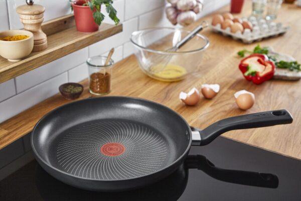 Tefal Total Induction Wokpan 28Cm Non Stick Thermo Signal Titanium Partials 100% Safe Frying Pan Black Aluminium G1521944