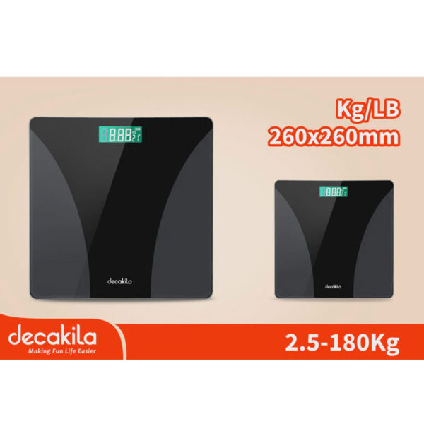 Decakila Bathroom Scale 2.5-180Kg Scale For Body Weight Weighing Professional Clear Led Display And Step-On Kmtt038W