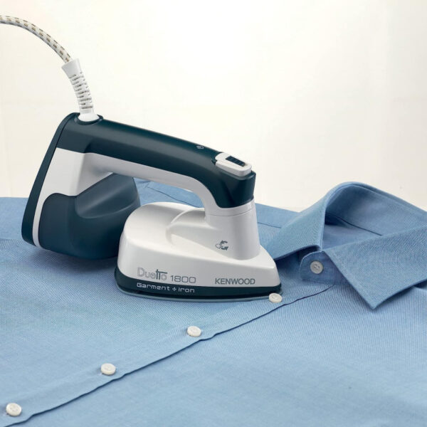 Kenwood 2-In-1 Garment Steamer + Steam Iron 1000W With Rotary Plate Ceramic Soleplate Led Light Gsp40.000Wb