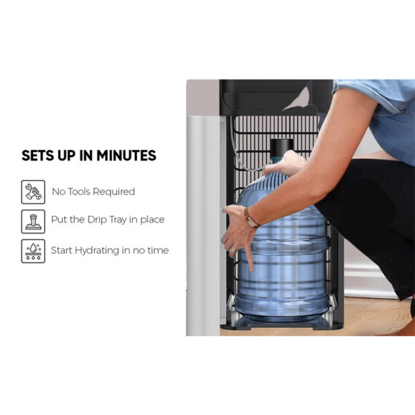 Nikai Water Dispenser 3 Tap/Faucet Bottom Loading Water Dispenser Instant Hot/Cold/Room Temperature Water Dispenser Child Safety Lock Stainless Steel Reservoir Ideal For Home And Office Silver/Black - Nwd4000Bs