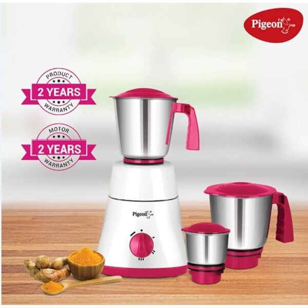 Pigeon Mixer Grinder 550W Abs 10500Rpm With 3 Stainless Steel Jars For Dry Grinding &Amp; Wet Grinding Classic Pro