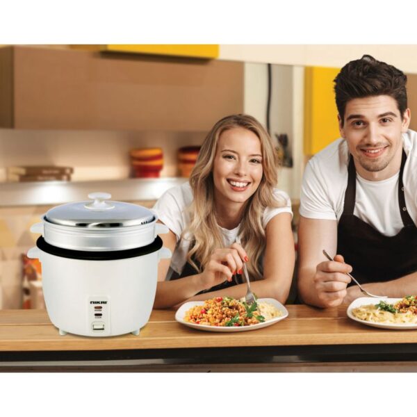 Nikai Rice Cooker 1.8L Nonstick 700W Thermostat Control Detachable Power Cord Non-Stick Teflon Coated Inner Pot Aluminum Steamer Keep Warm Function Nr672N1