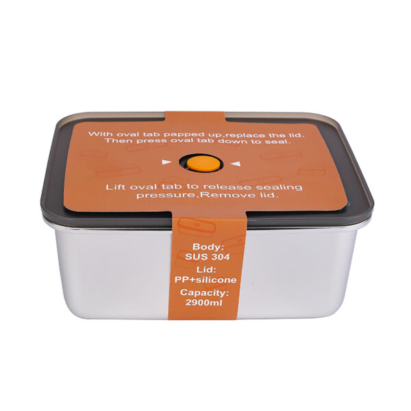 Nadstar Stainless Steel Food Storage 2900Ml Eco-Friendly Lunchbox Compartments Stainless Steel Take Away Sp0574