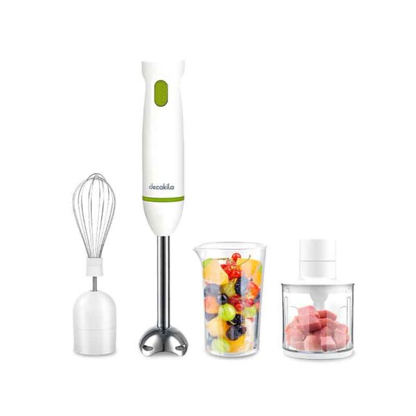 Decakila Hand Blender 4 In1 Multifunction 600W Chopper Bowl 350Ml With Mixer &Amp; Cup With 1 350Ml Chopper Bowl With 1 Whisk With 1 Measuring Cup Kejb038W