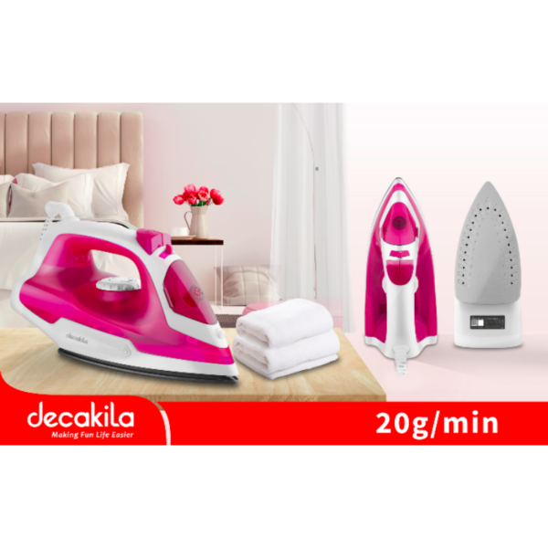 Decakila Steam Iron 1200W Water Tank Capacity 200Ml Without Auto-Off Function Steam Boost:0.8G/Shot Vertical Jet Steam Temp Control Keen002R