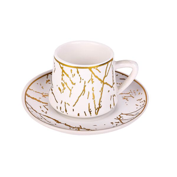 Nadstar Porcelain Cup &Amp; Saucer Golden Print Tea Coffee Cups 0030-1/2
