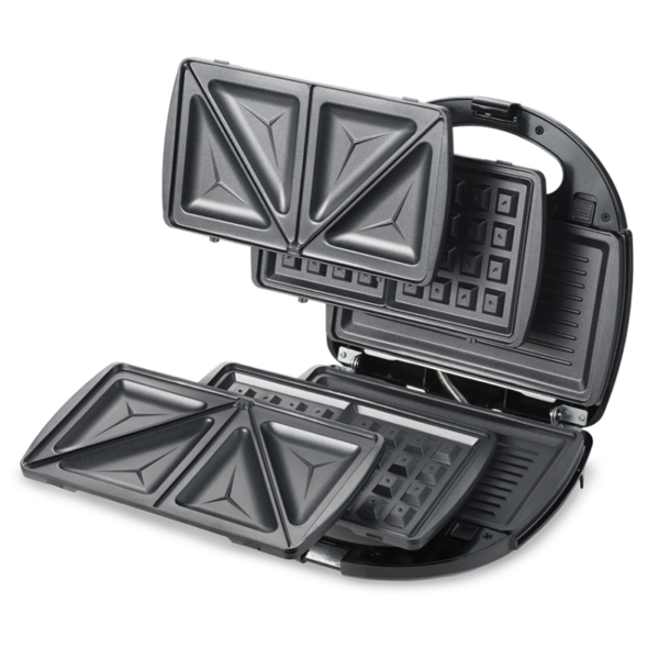 Kenwood Sandwich Maker 3 In 1 Sandwich Grill/Griddle Waffle Dual Plate Press For Toasties Easy To Use &Amp; Clean Non-Stick Plates Compact Size Bread Toaster Smm01.A0Bk