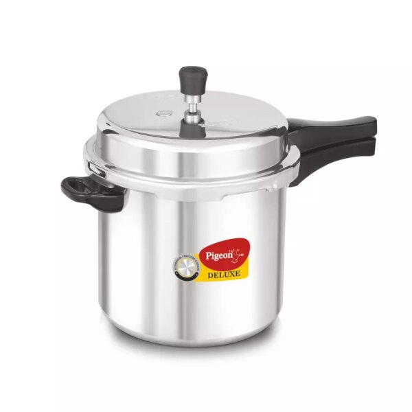 Pigeon Pressure Cooker 5L Deluxe Aluminium Outer Lid Gas Stove Compatible Ergonomically Designed Handle Pp5