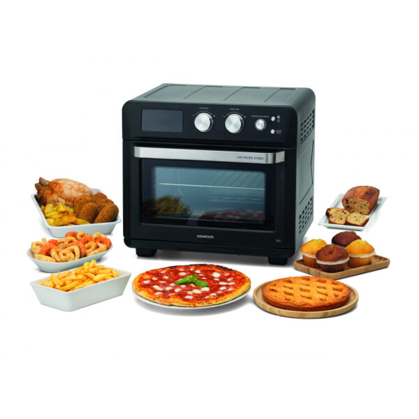 Kenwood Toaster Oven + Air Fryer 2-In-1 25L - Oven Toaster Grill With Large Capacity Rotisserie Function For Frying Roasting Grilling Broiling Baking Browning Defrosting Heating Moa25.600Bk