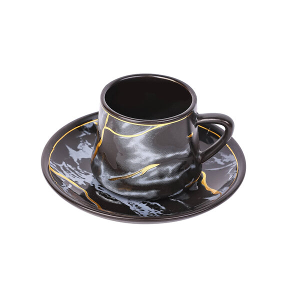 Nadstar Porcelain Cup &Amp; Saucer Golden Print Tea Coffee Cups 0035-1/2