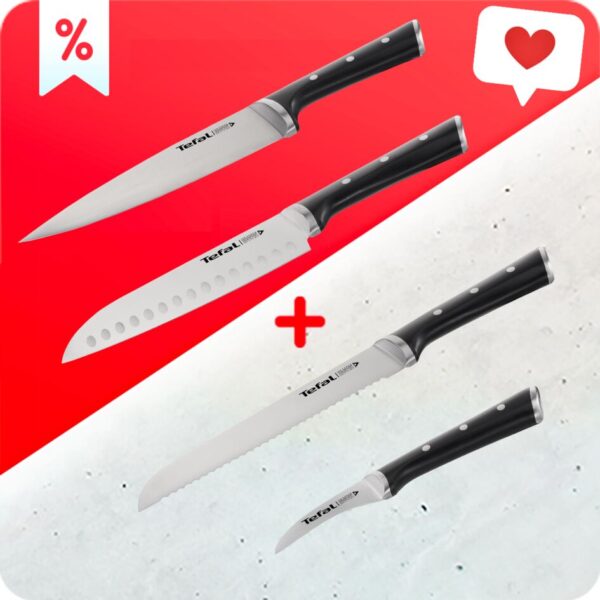 Tefal Ingenio Ice Paring Knife 7Cm Ice Force Technology German Stainless Steel Brushed Stainless Steel Black 27.5 X 6 X 2 Cm K2321214