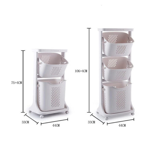 Nadstar Storage Basket 2 Deck Bathroom Clothes Storage Basket Multi-Layer Universal Wheel Rack Grocery Organizer K998-3A