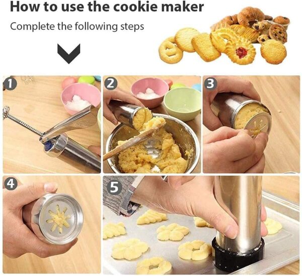 Cookie Press With Nozzles &Amp; Decorating Plates 20 Different Types Of Jalies Murukku Maker/Bhujiya Maker/Cookies/Namkeen/Noodles/Chakali Maker/Sev Maker/Farsan Maker/Gathiya Maker