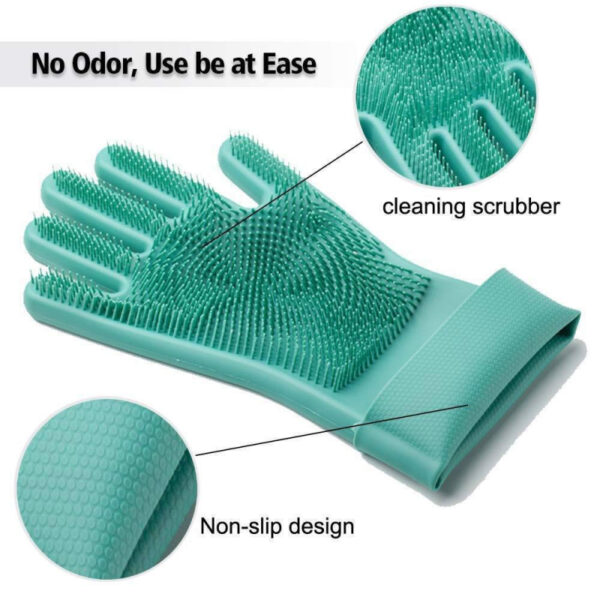 Silicone Hand Gloves Reusable Heat Resistant For Kitchen Bathroom Dishwashing Pet Grooming Car Washing 1 Pair