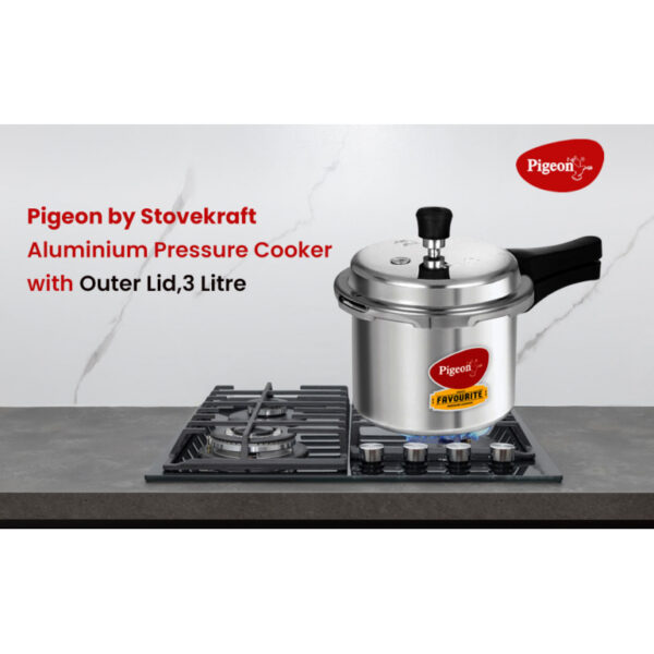 Pigeon Pressure Cooker 7.5L Deluxe Aluminium Outer Lid Gas Stove Compatible Ergonomically Designed Handle Pp7.5