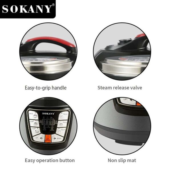 Sokany Pressure Cooker Multifunctional 6L 1000W Overheat Protection With Touch Screen Sk-2401