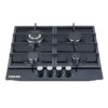 Nikai Gas Built In Hob Cast Iron Pan Support 4 Gas Burner with FFD Projector and Auto Ignition 58x50x12cm 8MM Tempered  Glass NGH44G