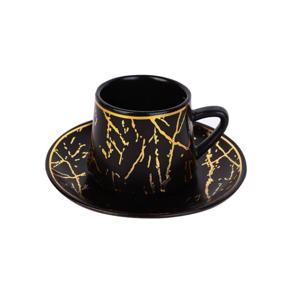 Nadstar Porcelain Cup &Amp; Saucer Golden Print Tea Coffee Cups 0030-1/2