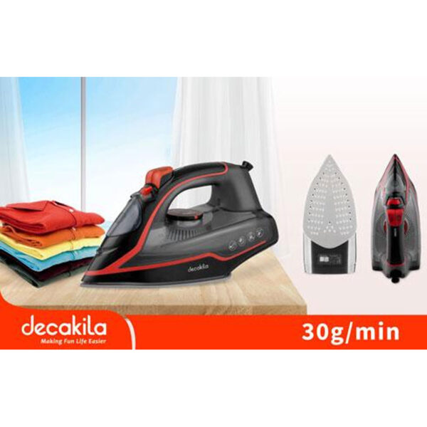 Decakila Steam Iron 2400W Water Tank Capacity 210Ml Without Auto-Off Function Steam Boost:0.8G/Shot Vertical Jet Steam Temp Control Keen001W