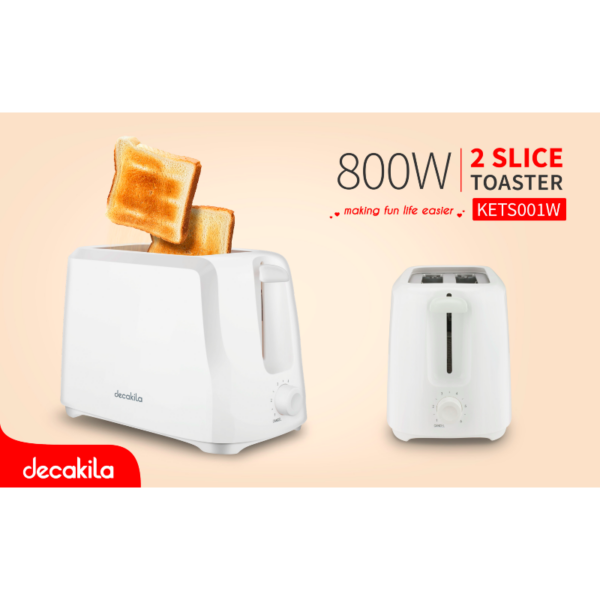 Decakila Toaster 2 Slice 700W Cord Storage Function 6-Setting Browning Control With Removable Crumbs Tray Kets001W