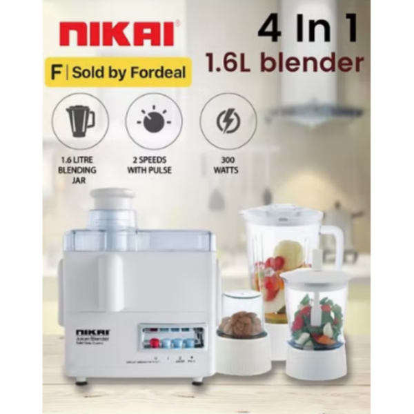 Nikai Juicer And Blender 4In1 300W 1.6L Juicer Blender Meat Chopper Grinder &Amp; Pulse Powerful Motor With Thermostat Nfp1724N