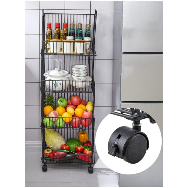 Nadstar Storage Rack Stainless Steel 3 Layers With Wheels Kitchen Standing Storage Rack Hp22-029H