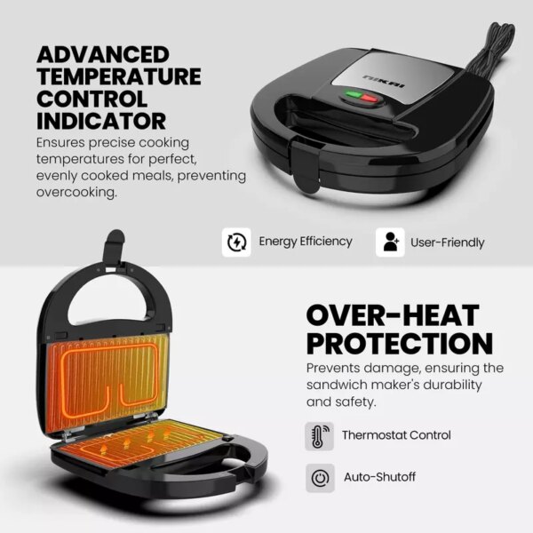 Nikai Sandwich Grill &Amp; Multi Snack Maker 750W 2 Slot Non-Stick 7-In-1 Interchangeable Plates For Grill Toaster Pancakes Cookies Waffles Donuts Cupcakes &Amp; Nutties Dishwasher Safe - Ngt727D