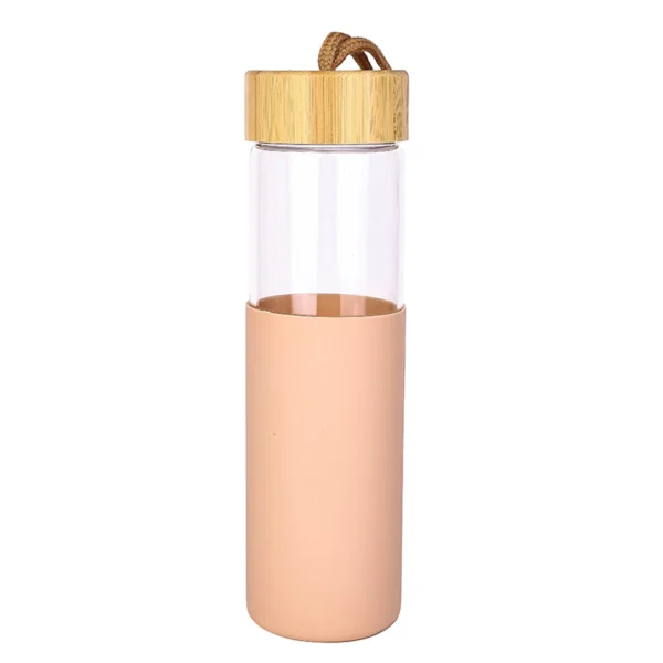 Glass Bottle 650Ml Water Bottle Reusable Bottle With Bamboo Lid &Amp; Cover 9113-650