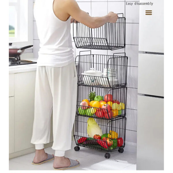 Nadstar Storage Rack Stainless Steel 3 Layers With Wheels Kitchen Standing Storage Rack Hp22-029H