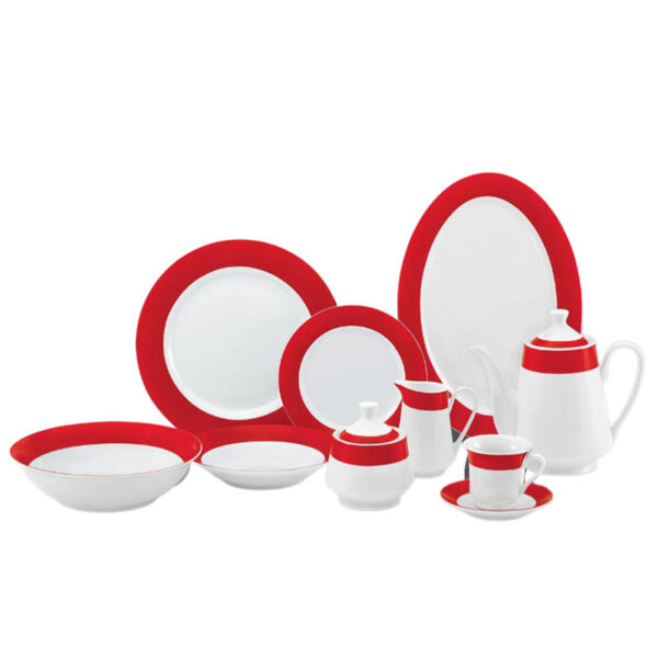 Nadstar Dinner Set 47Pcs Porcelain Dark Red Rspd002