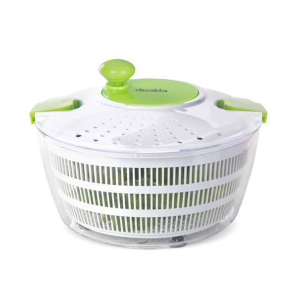 Decakila Manual Salad Spinner 4L 24.3X24.3X16.3 Cm Fruits And Vegetables Quick Dryer Dry Off And Drain Lettuce And Vegetable Wash &Amp; Salad Making Bowl With Plastic Colander Kmtt088W