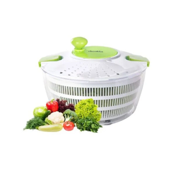 Decakila Manual Salad Spinner 4L 24.3X24.3X16.3 Cm Fruits And Vegetables Quick Dryer Dry Off And Drain Lettuce And Vegetable Wash &Amp; Salad Making Bowl With Plastic Colander Kmtt088W