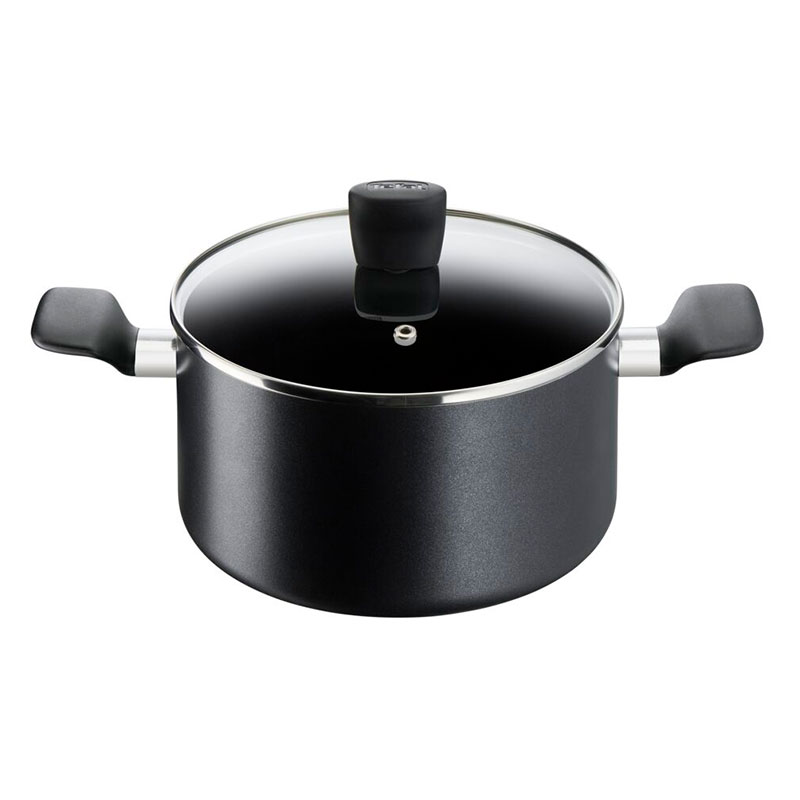 Tefal Super Cook Stew Pot 22Cm + Lid Non Stick Thermo Signal 100% Safe Stew Pan Black Aluminium B4594584