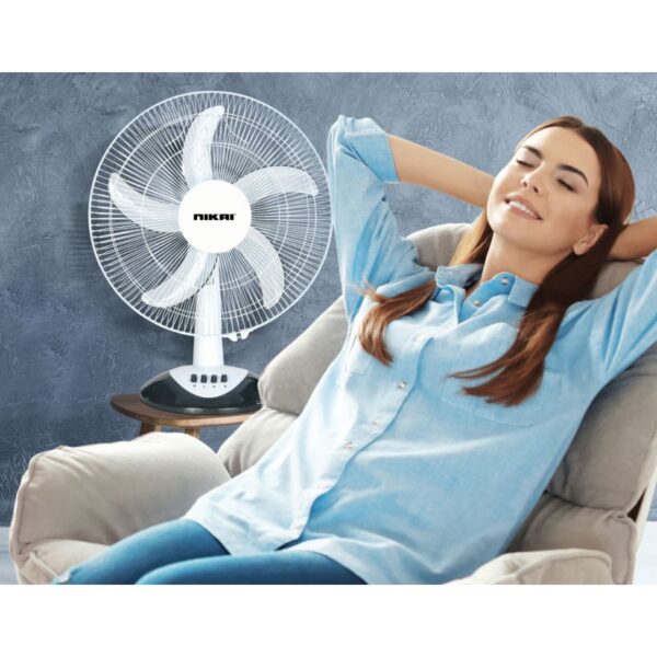 Nikai Table Fan 16&Quot; 41W High Performance Copper Motor Wide Angle Horizontal Oscillation 5 Leaf “As” Transparent  Blades Ntf1638T1