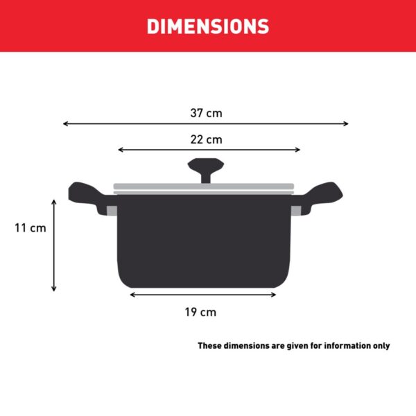 Tefal Super Cook Stew Pot 22Cm + Lid Non Stick Thermo Signal 100% Safe Stew Pan Black Aluminium B4594584