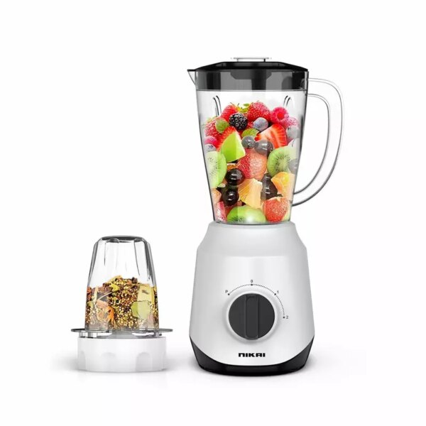 Nikai Blender 1.5L 450W 2 In 1 Unbreakable Pc Jar 3 Speeds Stainless Blades Easy To Clean Detachable Parts Perfect For Blending And Grinding - Nb2511Ax