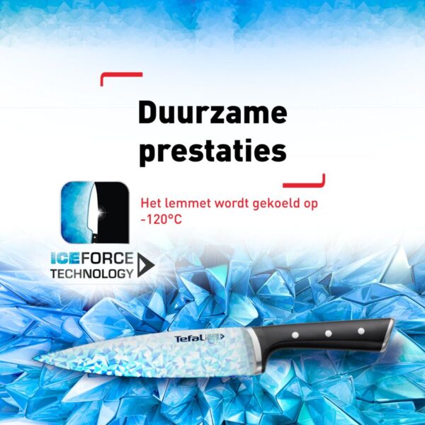 Tefal Ice Force Wooden Block With 5 Slots And 5 Knives: Bread Knife 20 Cm / Chef Knife 20 Cm / Santoku Knife 18 Cm / Paring Knife 11 Cm / Carving Knife 9 Cm K232S574