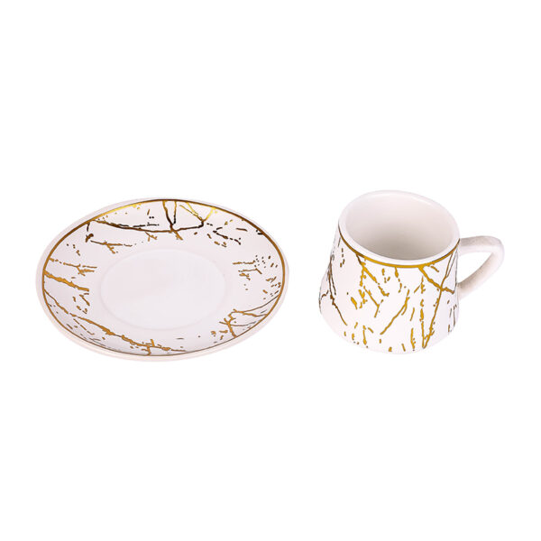 Nadstar Porcelain Cup &Amp; Saucer Golden Print Tea Coffee Cups 0030-1/2